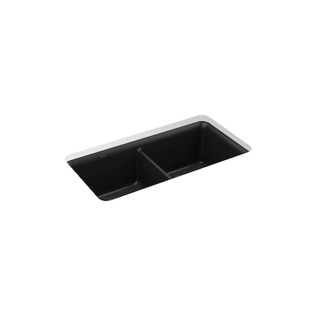 Sterling Gunnison 33-1/2In Undermount Double-Bowl Kitchen Sink In Matte Black 34293-CM1